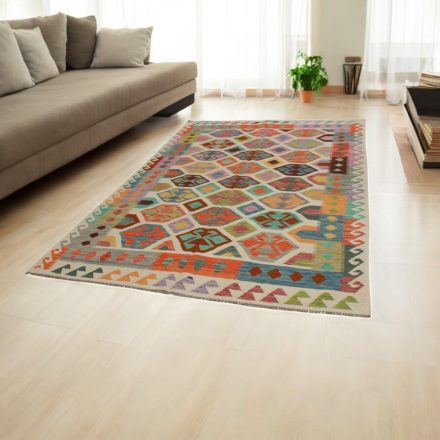 Gyapjú Kilim szőnyeg Chobi 193x299 kézi szövésű afgán Kilim