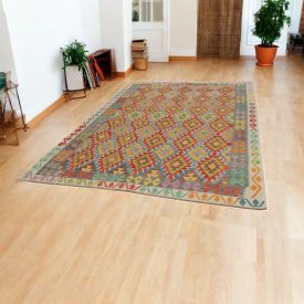   Kézi szövésű Kilim Chobi 204x293 afgán gyapjú Kilim szőnyeg