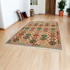   Etnikai Kilim szőnyeg Chobi 206x304 kézi szövésű szőttes szőnyeg