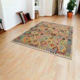   Afgán Kilim szőnyeg Chobi 205x297 etnikai kézi szövésű Kilim