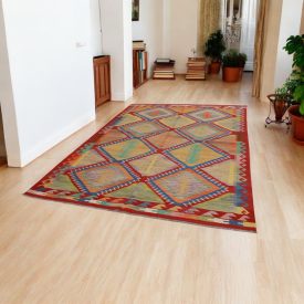   Etnikai Kilim szőnyeg Chobi 202x297 kézi szövésű szőttes szőnyeg