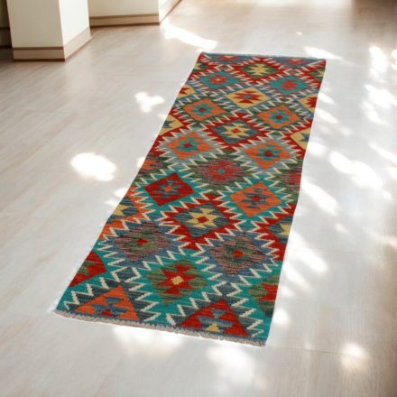 Maimana Kilim futószőnyeg 58x203 afgán kézi szövésű Kilim