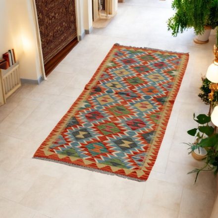 Gyapjú Kilim futószőnyeg Chobi 63x188 kézi szövésű afgán Kilim