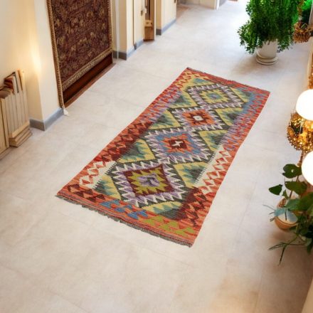 Etnikai Kilim futószőnyeg Chobi 64x198 kézi szövésű szőttes szőnyeg