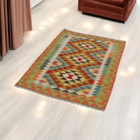   Gyapjú Kilim szőnyeg Chobi 83x119 kézi szövésű afgán Kilim