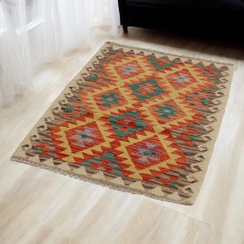   Kézi szövésű Kilim Chobi 76x118 afgán gyapjú Kilim szőnyeg