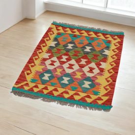   Gyapjú Kilim szőnyeg Chobi 60x92 kézi szövésű afgán Kilim
