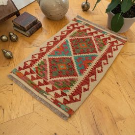 Etnikai Kilim szőnyeg Chobi 61x90 afgán gyapjú Kilim