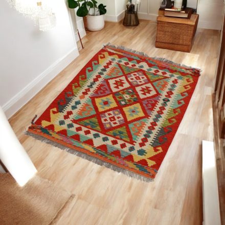 Gyapjú Kilim szőnyeg Chobi 65x94 kézi szövésű afgán Kilim