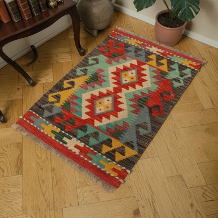 Gyapjú Kilim szőnyeg 57x87 kézi szövésű etnikai Kilim
