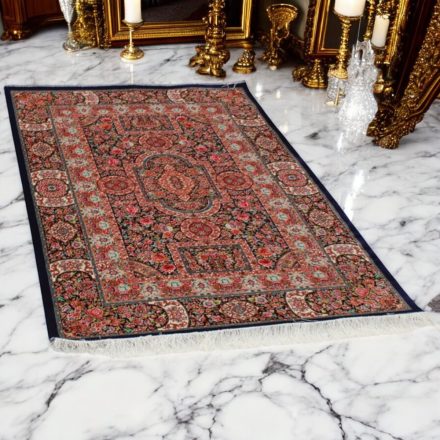 Selyem szőnyeg Baharan kobalt kék 100x150 minőségi viszkóz selyem szőnyeg Iránból