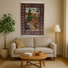   Selyem szőnyeg Kert motívum bézs 100x150 iráni viszkóz selyem szőnyeg