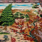 Selyem szőnyeg Kert motívum bézs 100x150 iráni viszkóz selyem szőnyeg