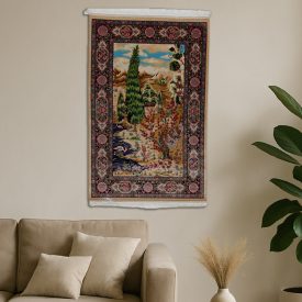   Selyem szőnyeg Kert motívum bézs 80x120 viszkóz selyem perzsa szőnyeg