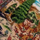 Selyem szőnyeg Kert motívum bézs 80x120 viszkóz selyem perzsa szőnyeg