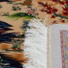 Selyem szőnyeg Kert motívum bézs 80x120 viszkóz selyem perzsa szőnyeg