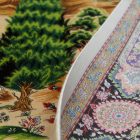 Selyem szőnyeg Kert motívum bézs 80x120 viszkóz selyem perzsa szőnyeg