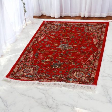 Selyem szőnyeg Vadászat bordó 60x90 minőségi viszkóz selyem szőnyeg Iránból