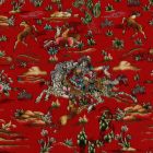 Selyem szőnyeg Vadászat bordó 80x120 viszkóz selyem perzsa szőnyeg