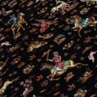 Selyem szőnyeg Vadászat kék 100x150 iráni viszkóz selyem szőnyeg