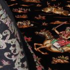 Selyem szőnyeg Vadászat kék 100x150 iráni viszkóz selyem szőnyeg