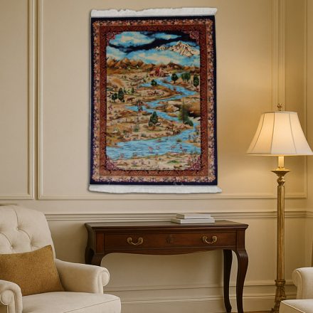 Selyem szőnyeg Nazhivan bézs 100x150 viszkóz selyem perzsa szőnyeg