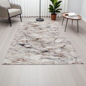   Modern szőnyeg bézs barna kék NADIM 140x200 gépi modern szőnyeg nappaliba vagy hálószobába