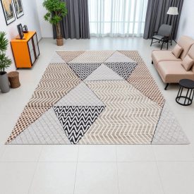   Modern szőnyeg bézs barna kék MELIS 200x300 gépi modern szőnyeg nappaliba