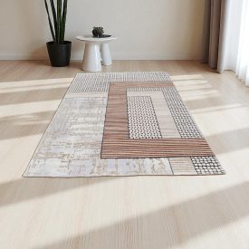   Modern szőnyeg bézs barna kék DIANA 80x150 gépi modern szőnyeg nappaliba vagy hálószobába