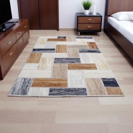   Modern szőnyeg szürke kék barna SAMI 140x200 gépi modern szőnyeg nappaliba vagy hálószobába