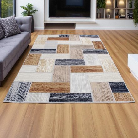 Modern szőnyeg szürke kék barna SAMI 200x300 gépi modern szőnyeg nappaliba