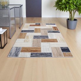   Modern szőnyeg szürke kék barna SAMI 80x150 gépi modern szőnyeg nappaliba vagy hálószobába