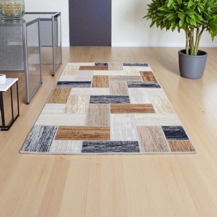 Modern szőnyeg szürke kék barna SAMI 80x150 gépi modern szőnyeg nappaliba vagy hálószobába
