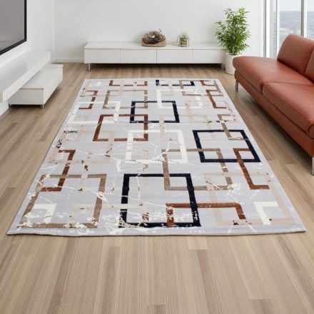 Modern szőnyeg szürke barna kék AMIR 160x230 gépi modern szőnyeg nappaliba vagy hálószobába