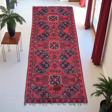 Futószőnyeg bordó 47x145 kézi csomózású afgán szőnyeg