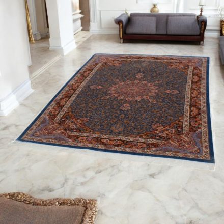 Selyem szőnyeg Aysan sötétkék 150x225 viszkóz selyem perzsa szőnyeg