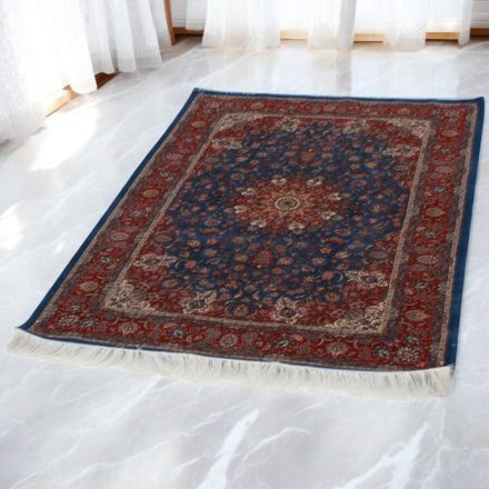 Selyem szőnyeg Negar sötétkék 60x90 minőségi viszkóz selyem szőnyeg Iránból