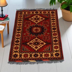 Afgán szőnyeg barna 59x91 kézi csomozású keleti szőnyeg