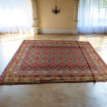 Extra nagyméretű kilim szőnyeg 404x814 kézzel szőtt afgán gyapjú kilim