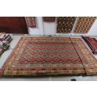 Extra nagyméretű kilim szőnyeg 404x814 kézzel szőtt afgán gyapjú kilim