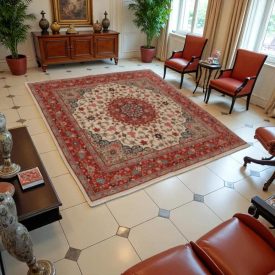   Iráni szőnyeg Yazd 196x198 kézi csomózású perzsa szőnyeg