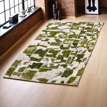 Design szőnyeg zöld-fehér Patchwork 200x298 nappali szőnyeg