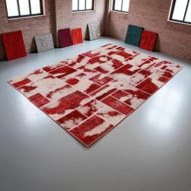   Design szőnyeg bordó-fehér Patchwork 170x241 nappali szőnyeg