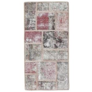 Gyapjú szőnyeg Patchwork 70x140 kézi csomózású szőnyeg Gyapjú szőnyeg Patchwork 70x140 kézi csomózású szőnyeg