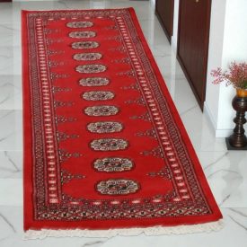   Futószőnyeg bordó Bokhara 65x190 Pakisztáni kézi csomózású szőnyeg