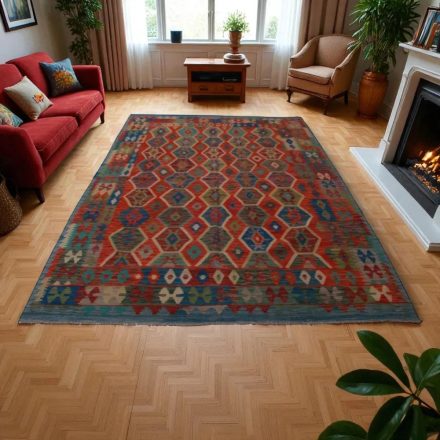 Kilim szőnyeg Chobi 207x292 kézi szövésű afgán gyapjú kilim