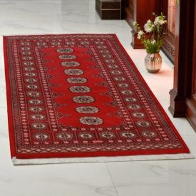   Pakisztáni szőnyeg bordó Bokhara 94x160 kézi csomózású szőnyeg