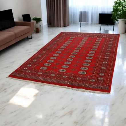 Pakisztáni szőnyeg bordó Bokhara 167x243 kézi csomózású szőnyeg