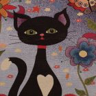 Lila díszpárna 45x45 – Éjféli cica