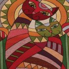 Bordó díszpárna 45x45 – Mozaik cicapár